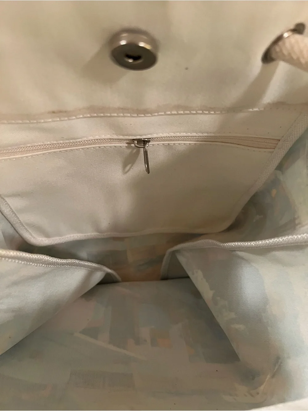 Cabeli Greek Isles Drawstring Backpack, Canvas with Leather Trim